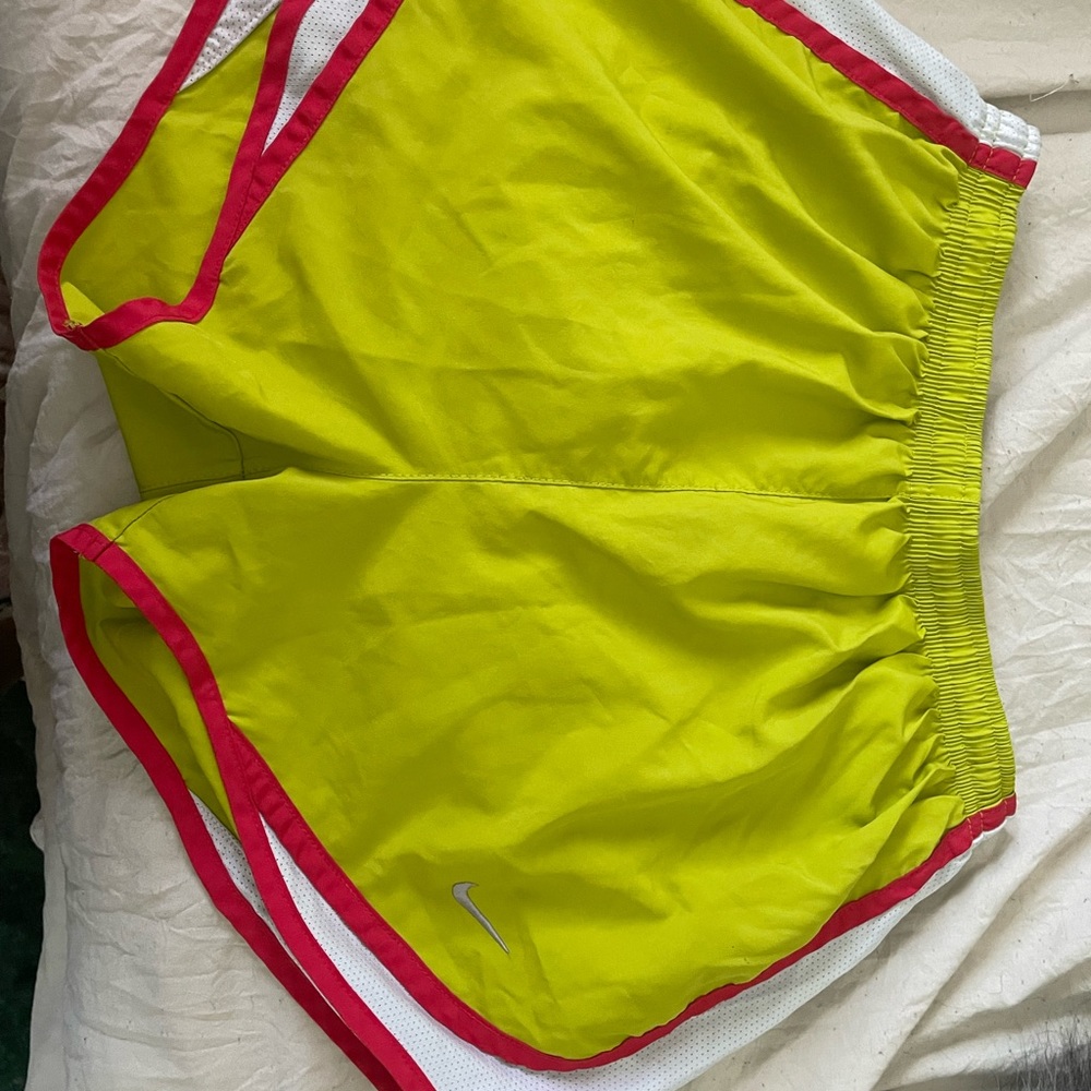 Green/lemon and pink Nike dri-fit shorts